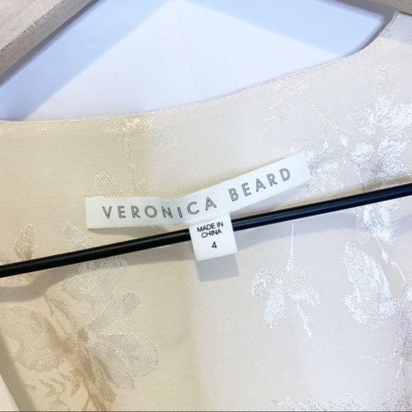 Veronica Beard Ivory Eden Wrap Tie Front Long Sleeve Puff Shoulder Blouse 4 - Picture 7 of 12